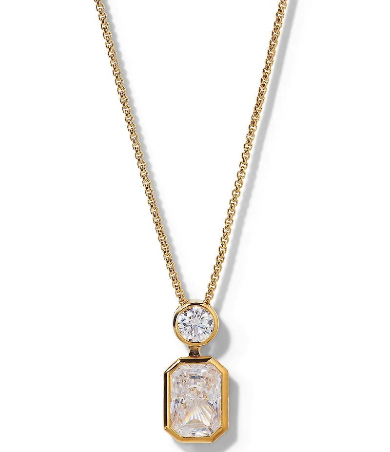 Nadri Brooklyn Slide Emerald Cut CZ Short Pendant Necklace