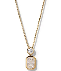 Nadri Brooklyn Slide Emerald Cut CZ Short Pendant Necklace