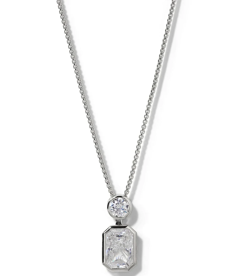 Nadri Brooklyn Slide Emerald Cut CZ Short Pendant Necklace
