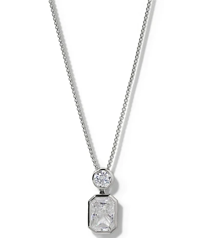 Nadri Brooklyn Slide Emerald Cut CZ Short Pendant Necklace
