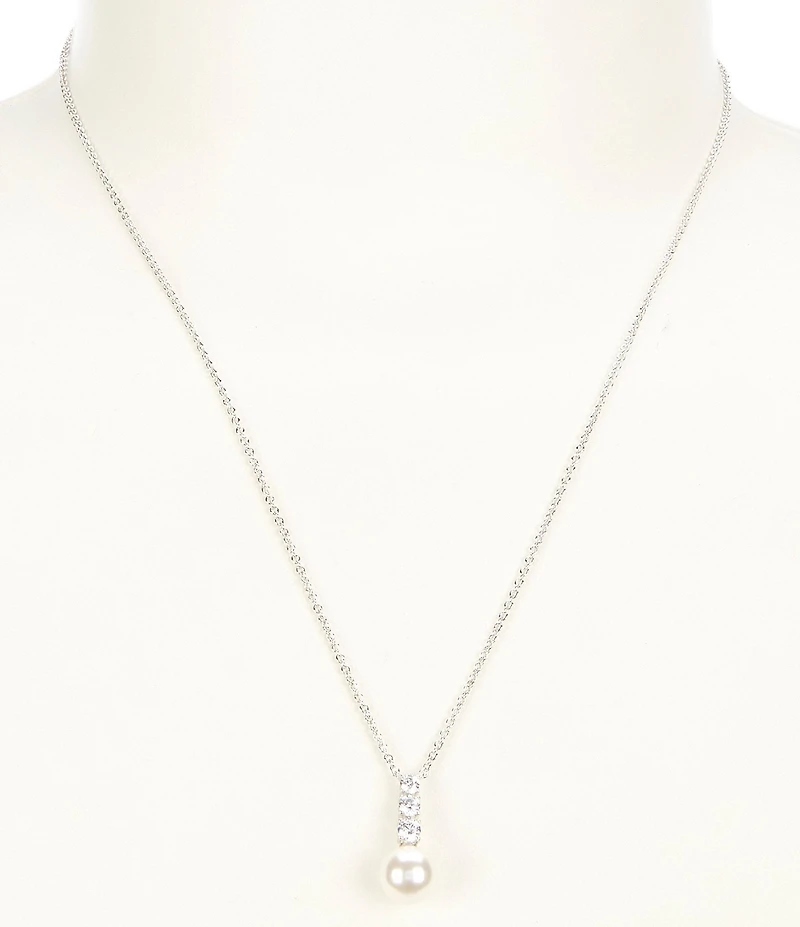 Nadri Camila Pearl and CZ Crystal Drop Pendant Necklace