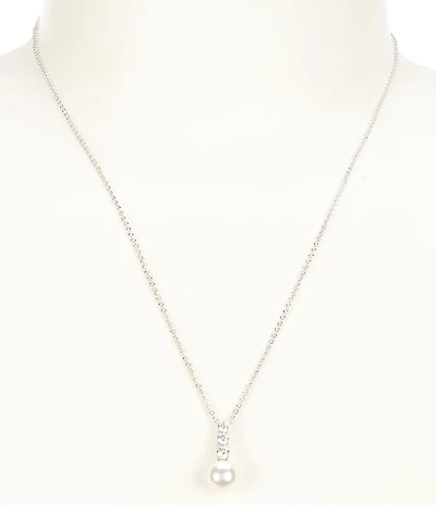 Nadri Camila Pearl and CZ Crystal Drop Pendant Necklace