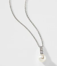 Nadri Camila Pearl and CZ Crystal Drop Pendant Necklace