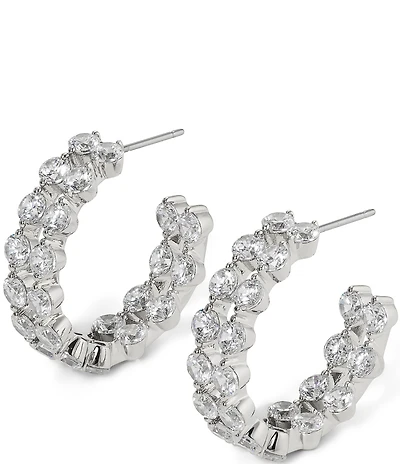 Nadri Cassi Double Row C Hoop Earrings