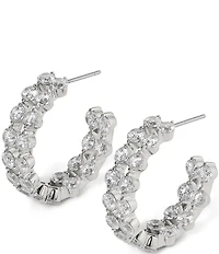 Nadri Cassi Double Row C Hoop Earrings