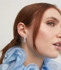 Nadri Cassi Double Row C Hoop Earrings