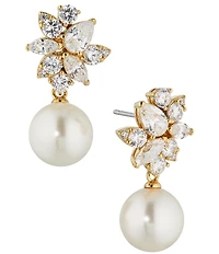 Nadri Chiara Pearl Crystal Drop Earrings