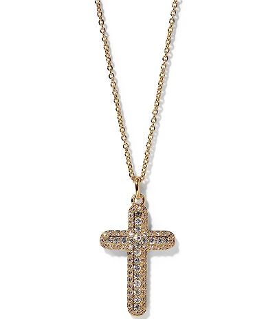 Nadri Crushed Cross Short Pendant Necklace