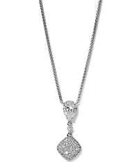 Nadri Crushed Pave Cushion Drop Short Pendant Necklace