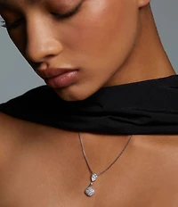 Nadri Crushed Pave Cushion Drop Short Pendant Necklace