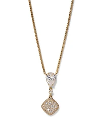 Nadri Crushed Pave Cushion Drop Short Pendant Necklace