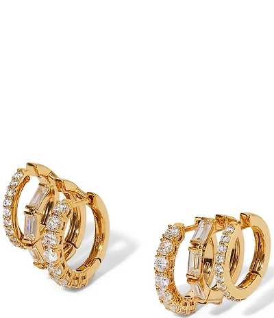 Nadri Delphine 18K Triple Linked Crawler Hoop Earrings