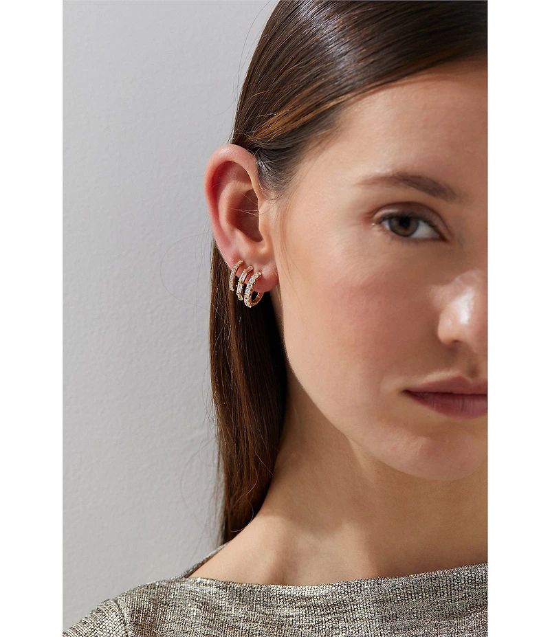 Nadri Delphine 18K Triple Linked Crawler Hoop Earrings