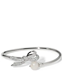 Nadri Eros Flex Bow And Pearl Cuff Bracelet