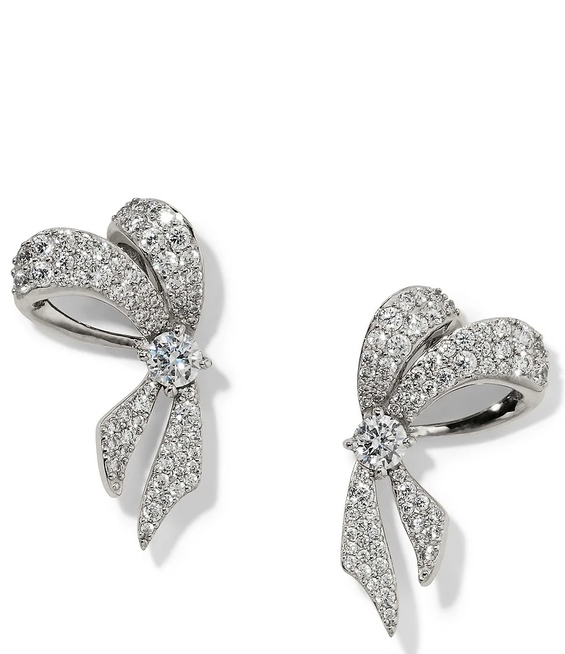 Nadri Eros Rhinestone Ribbon Stud Earrings