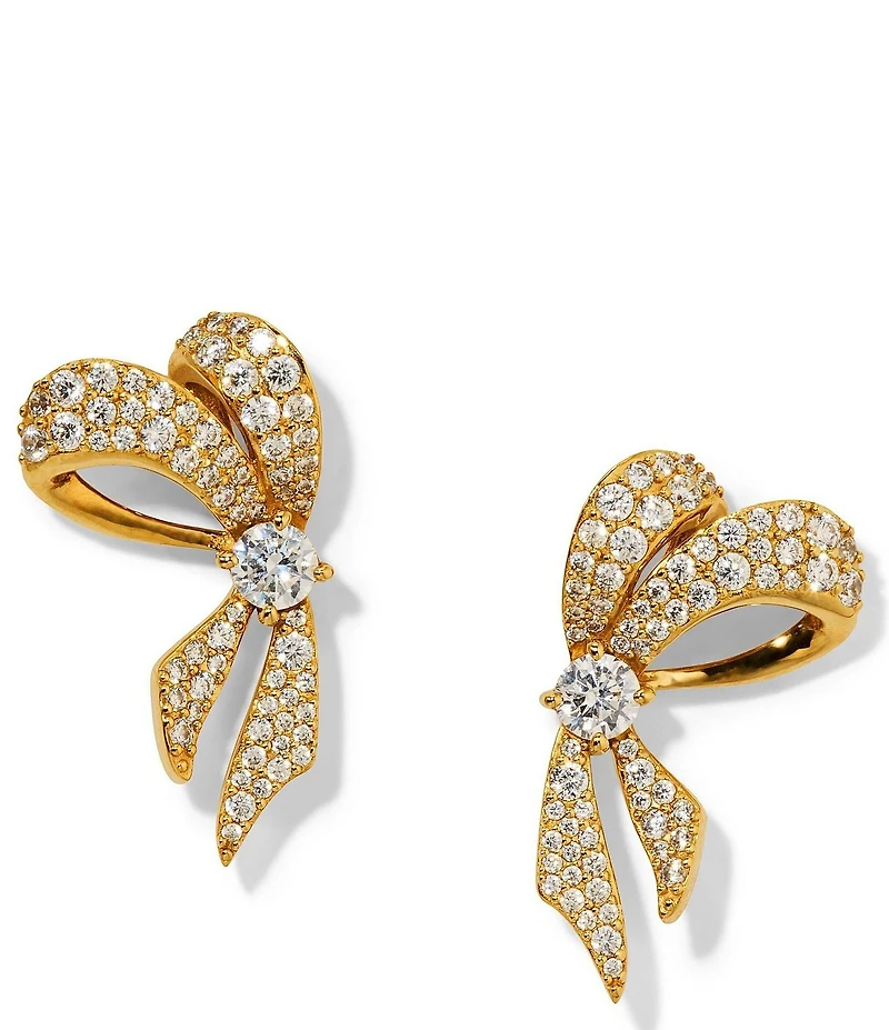 Nadri Eros Rhinestone Ribbon Stud Earrings