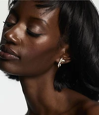 Nadri Eros Rhinestone Ribbon Stud Earrings
