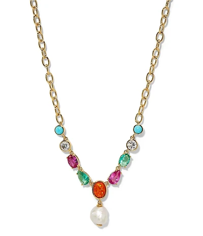 Nadri Frieda Multi Color Pearl Short Pendant Necklace