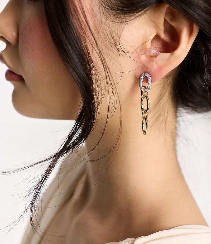 Nadri Gemini Link Chain Drop Earrings