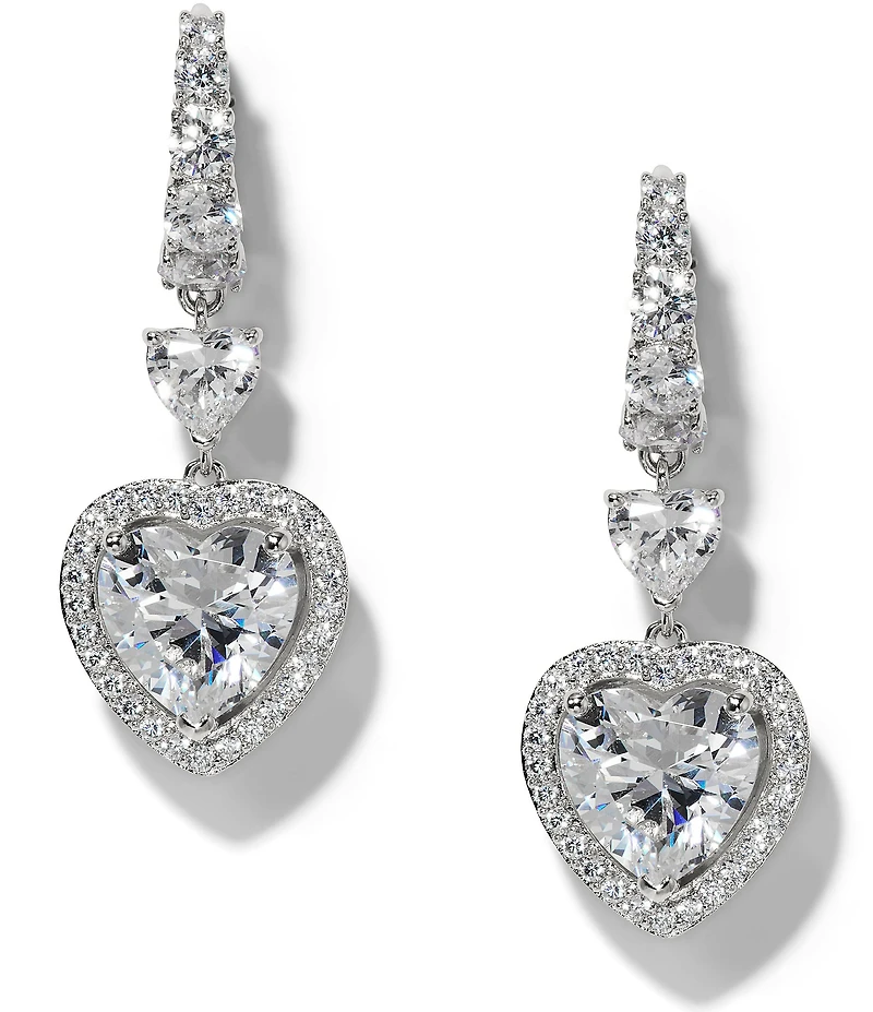 Nadri Le Bisou Halo Heart Drop Earrings