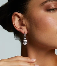Nadri Le Bisou Halo Heart Drop Earrings