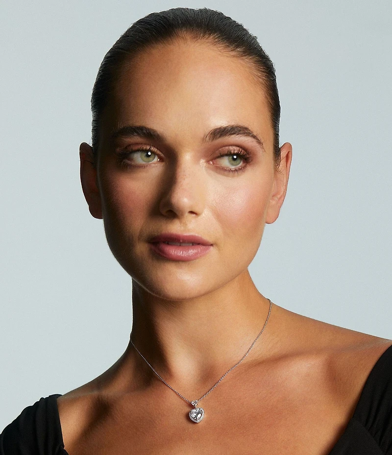 Nadri Le Bisou Halo Heart Short Pendant Necklace