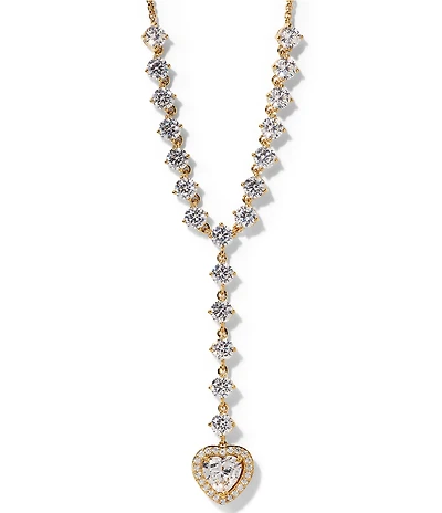 Nadri Le Bisou Halo Heart Y Necklace