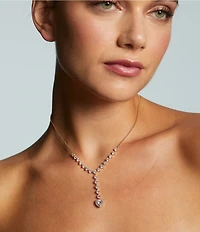 Nadri Le Bisou Halo Heart Y Necklace