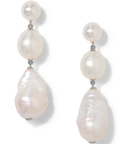 Nadri London Triple Freshwater Pearl Linear Earrings