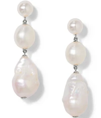 Nadri London Triple Freshwater Pearl Linear Earrings