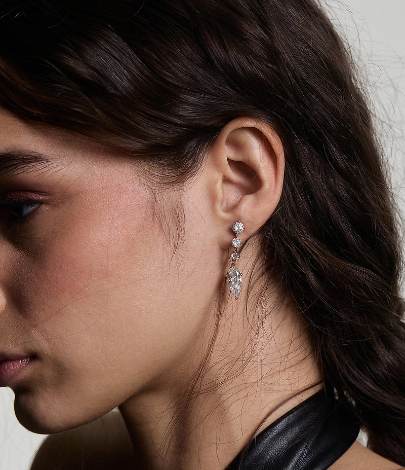 Nadri Lucia J Rhinestone Hoop Drop Earrings