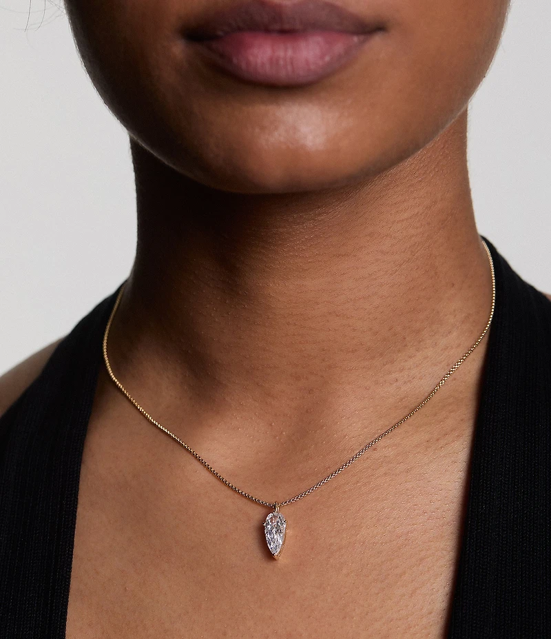 Nadri Lucia Pear Rhinestone Short Pendant Necklace