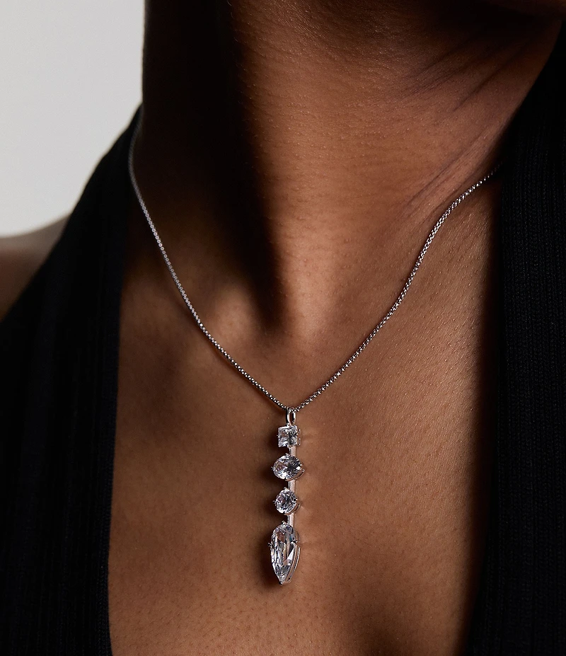 Nadri Lucia Rhinestone Linear Short Pendant Necklace