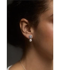 Nadri Lulu Cushion Halo Pearl Drop Earrings