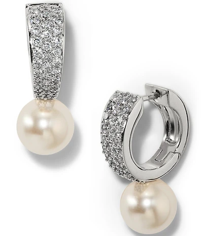 Nadri Lulu Pearl Huggie Hoop Earrings