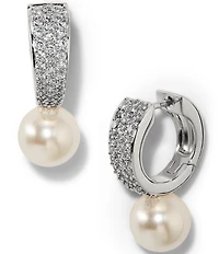Nadri Lulu Pearl Huggie Hoop Earrings