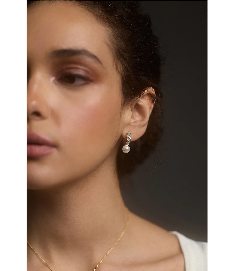 Nadri Lulu Pearl Huggie Hoop Earrings