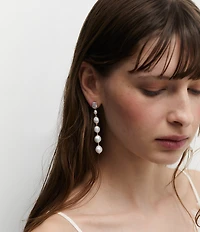 Nadri Madrid CZ & Freshwater Pearl Linear Earrings
