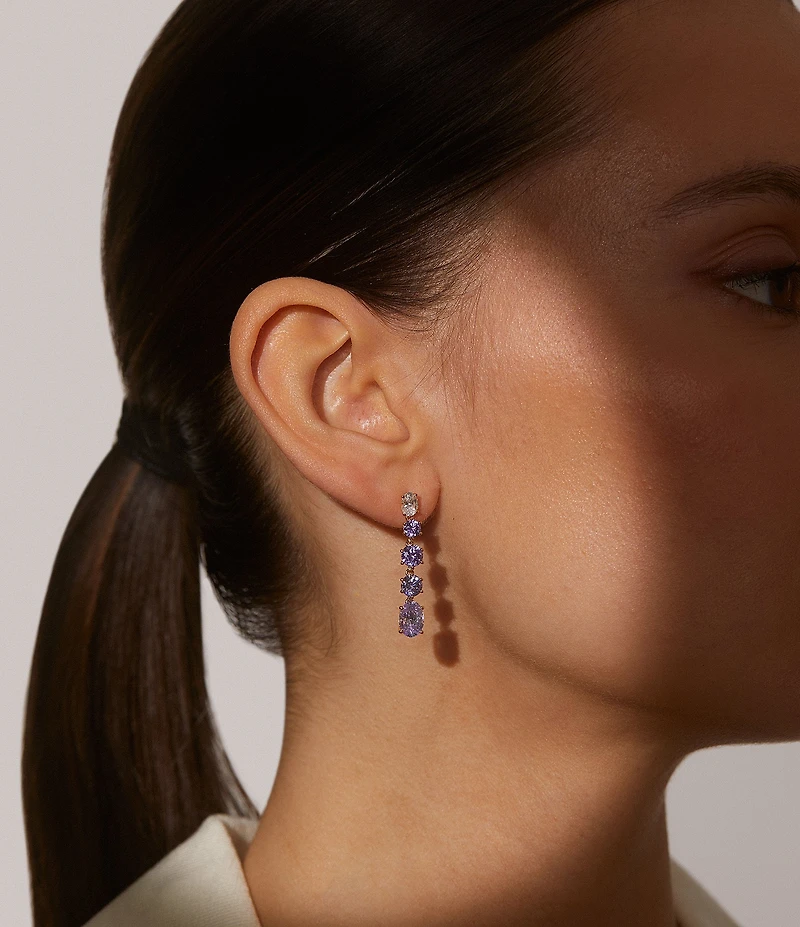 Nadri Nat Beauty Lavender CZ Linear Earrings