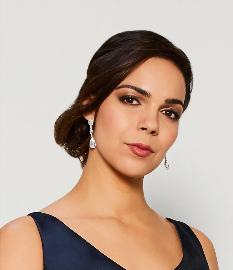 Nadri Oval Cubic Zirconia Crystal Linear Earrings