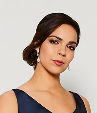 Nadri Oval Cubic Zirconia Crystal Linear Earrings