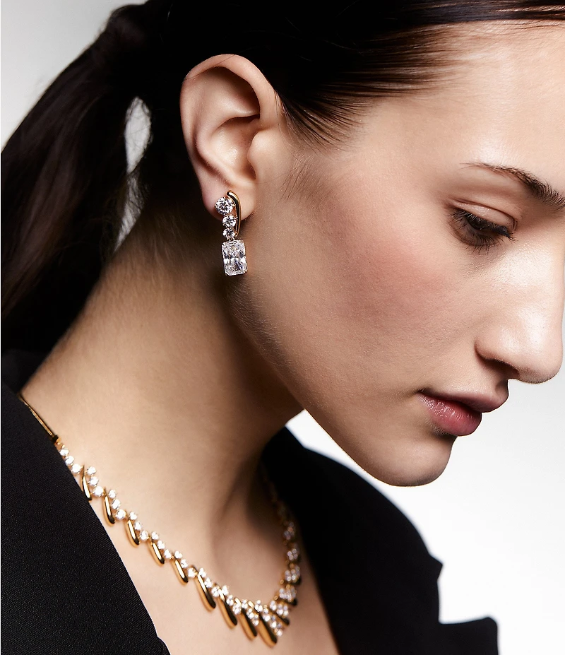 Nadri Phenom Emerald Cut Drop Earrings