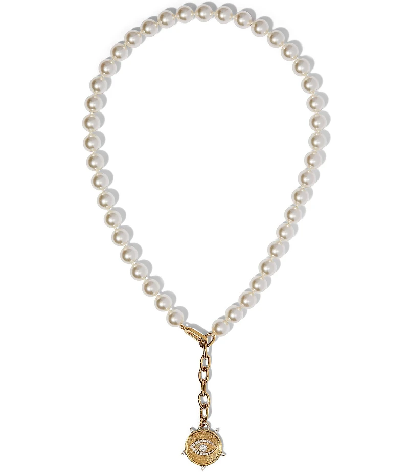 Nadri Poppy Evil Eye Pearl Y Necklace