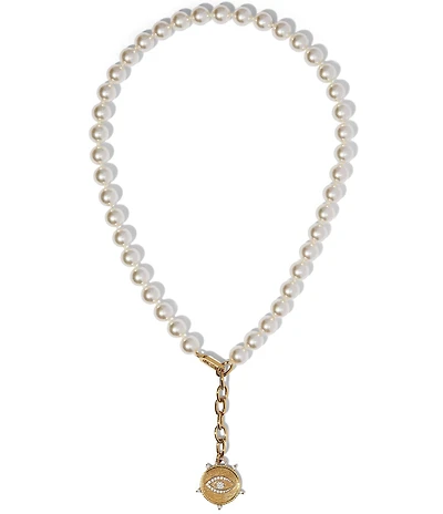 Nadri Poppy Evil Eye Pearl Y Necklace