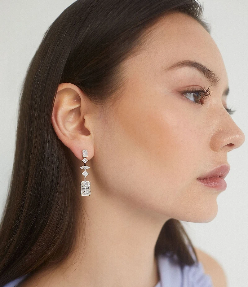 Nadri Rare Jewels Crystal Multi CZ Linear Earrings
