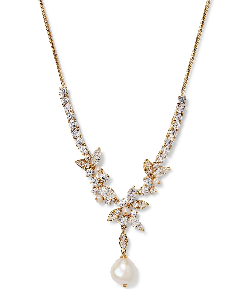 Nadri Ravish Freshwater Pearl CZ Y Necklace