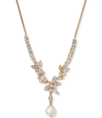 Nadri Ravish Freshwater Pearl CZ Y Necklace