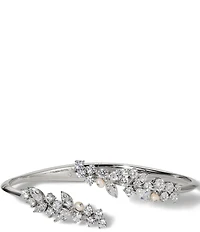 Nadri Ravish Laurel Freshwater Pearl CZ Bypass Cuff Bracelet