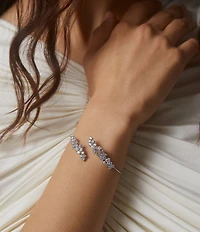 Nadri Ravish Laurel Freshwater Pearl CZ Bypass Cuff Bracelet
