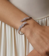 Nadri Ravish Laurel Freshwater Pearl CZ Bypass Cuff Bracelet